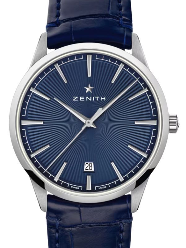 Zenith Elite Classic Stainless Steel Blue Index Dial 40.5mm Leather Strap 03.3100.670/02.C922