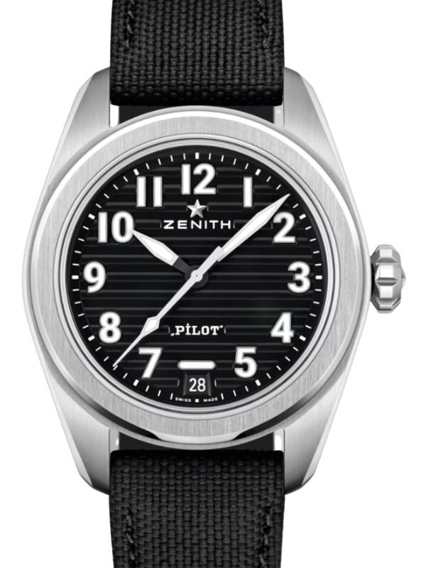 Zenith Pilot Automatic Steel 40mm Black Dial Leather Strap 03.4000.3620/21.I001