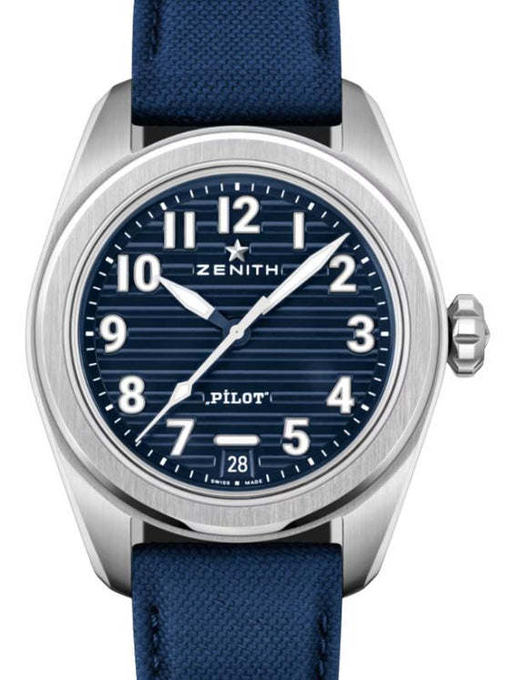 Zenith Pilot Automatic Steel 40mm Blue Dial Leather Strap 03.4000.3620/51.I003