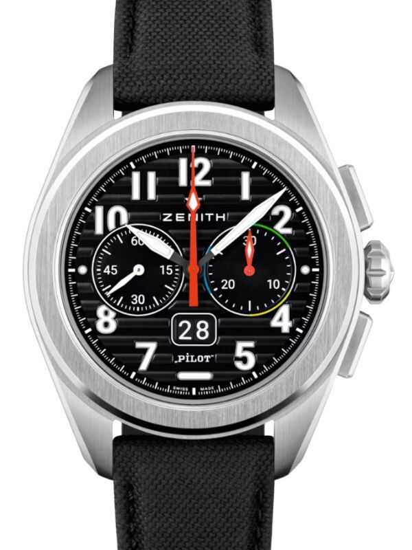 Zenith Pilot Big Date Flyback Steel 42.5mm Black Dial Rubber Strap 03.4000.3652/21.I001