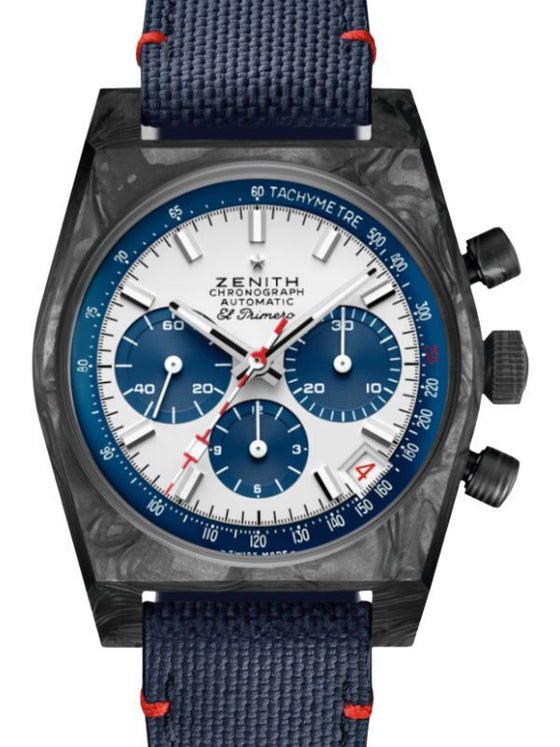 Zenith Chronomaster Revival A384 Liberty II Carbon 37mm White/Blue Dial 10.US384.400/69.C823