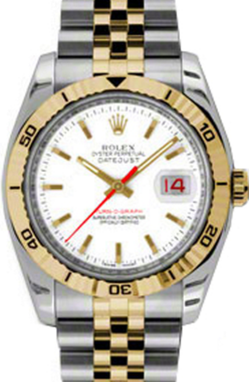 Rolex Datejust 36 Yellow Gold/Steel White Index Dial & Turn-O-Graph Thunderbird Bezel Jubilee 116263
