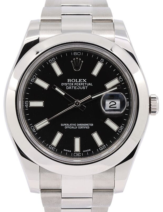 Rolex Datejust II Stainless Steel 41mm Black Index Domed Bezel Oyster Bracelet 116300