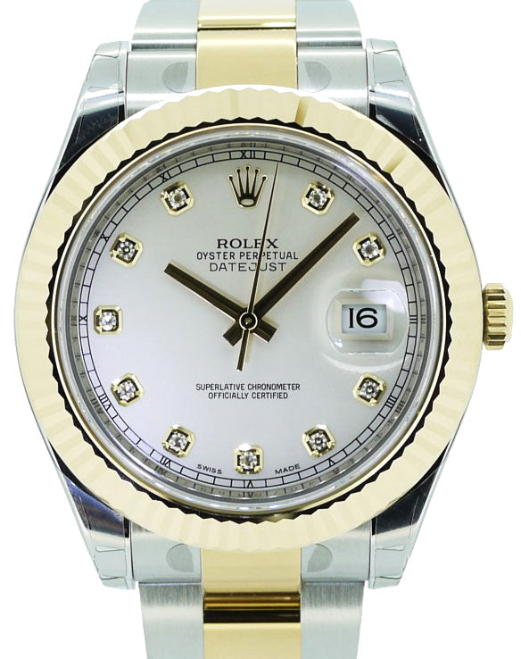 Rolex Datejust II Yellow Gold & Steel Ivory Diamond 18k Yellow Gold 116333