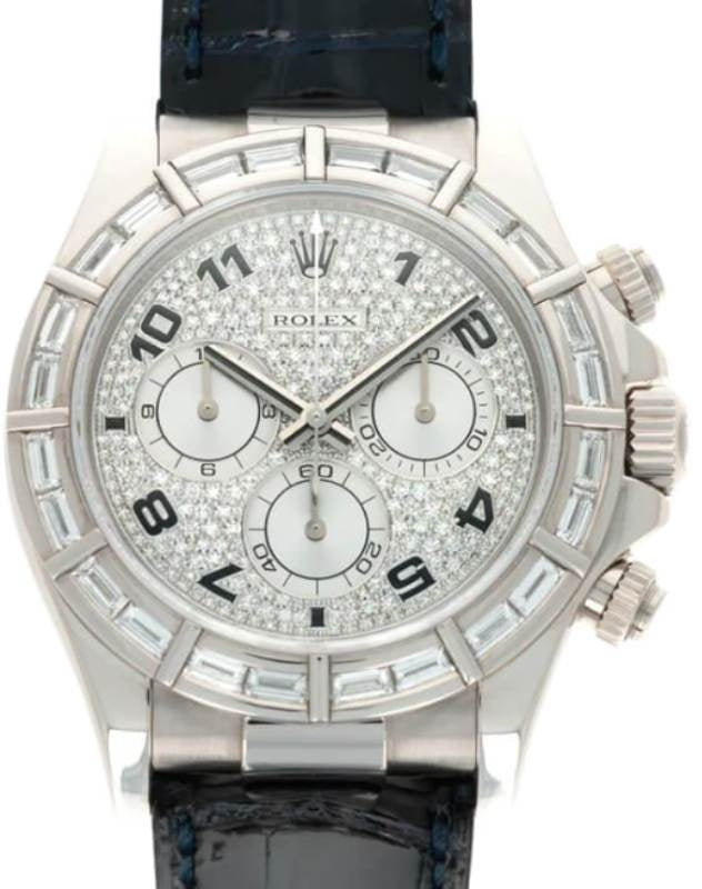 Rolex Daytona White Gold Diamond Paved Dial & Bezel Leather Strap 116589BR