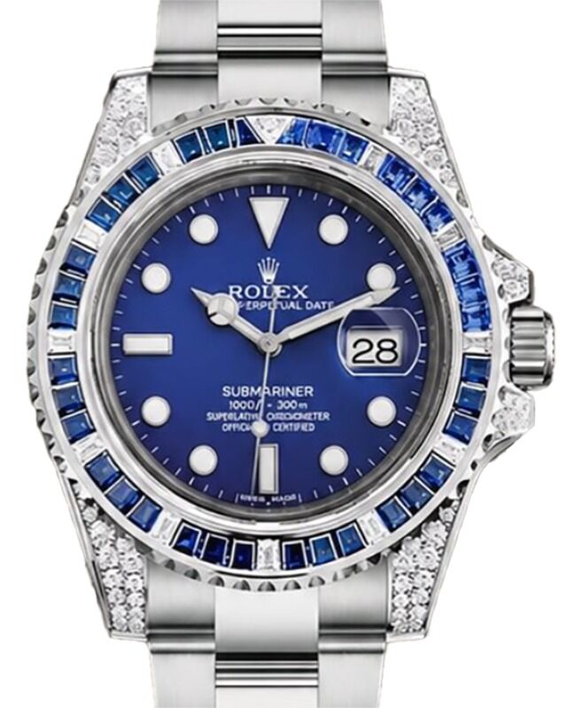 Rolex Submariner White Gold 40mm Blue Dial Sapphire Diamond Bezel 116659SABR