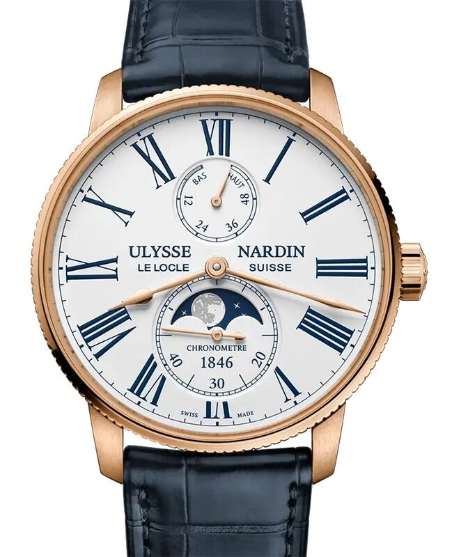Ulysse Nardin Marine Torpilleur Moonphase Rose Gold 42mm White Dial 1192-310-0A/1A