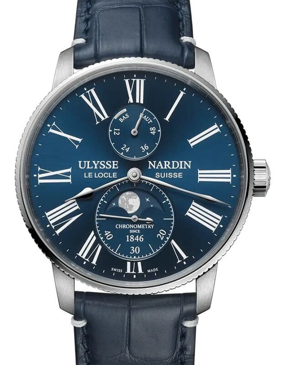 Ulysse Nardin Marine Torpilleur Moonphase Steel 42mm Blue Dial 1193-310LE-3A-175/1A