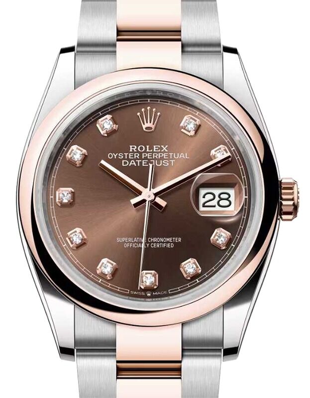 Rolex Datejust 36 Rose Gold/Steel Chocolate Diamond Dial & Domed Bezel Oyster Bracelet 126201