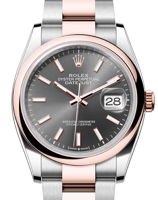 Rolex Datejust 36 Rose Gold/Steel Slate Index Dial & Domed Bezel Oyster Bracelet 126201