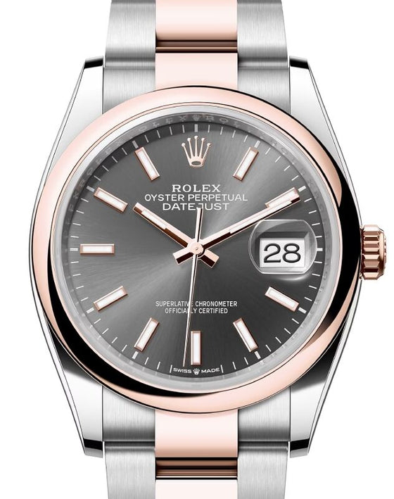 Rolex Datejust 36 Rose Gold/Steel Slate Index Dial & Domed Bezel Oyster Bracelet 126201