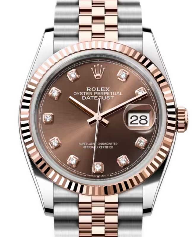 Rolex Datejust 36 Rose Gold/Steel Chocolate Diamond Dial & Fluted Bezel Jubilee Bracelet 126231