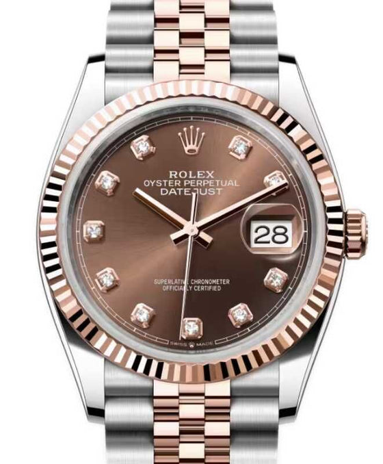 Rolex Datejust 36 Rose Gold/Steel Chocolate Diamond Dial & Fluted Bezel Jubilee Bracelet 126231