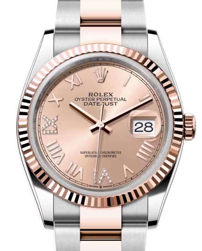 Rolex Datejust 36 Rose Gold/Steel Rose Roman Diamond VIIX Dial & Fluted Bezel Oyster Bracelet 126231