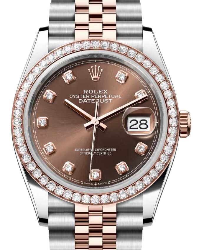 Rolex Datejust 36 Rose Gold/Steel Chocolate Diamond Dial & Bezel Jubilee Bracelet 126281RBR