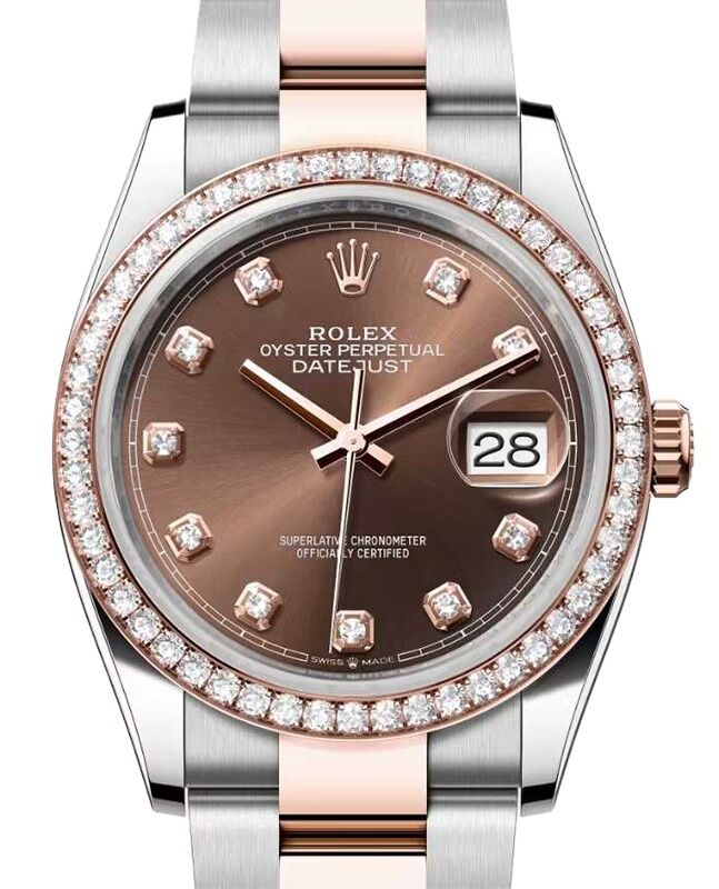Rolex Datejust 36 Rose Gold/Steel Chocolate Diamond Dial & Bezel Oyster Bracelet 126281RBR