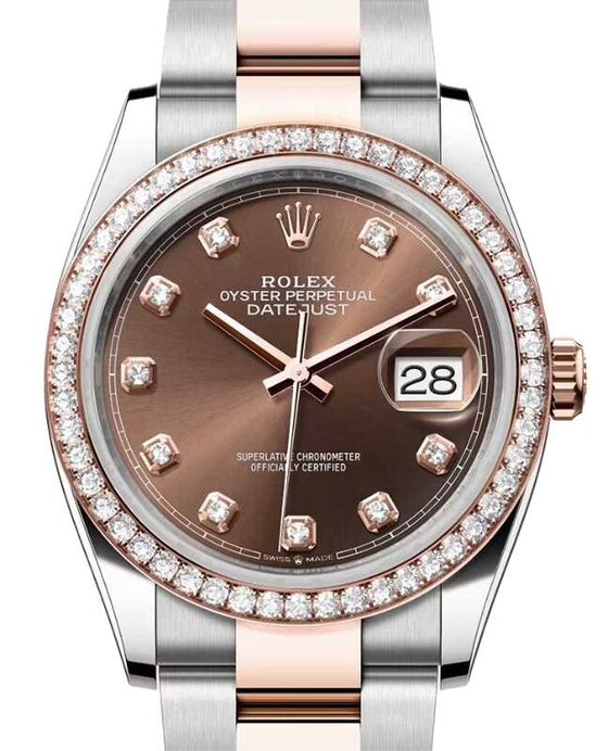 Rolex Datejust 36 Rose Gold/Steel Chocolate Diamond Dial & Bezel Oyster Bracelet 126281RBR