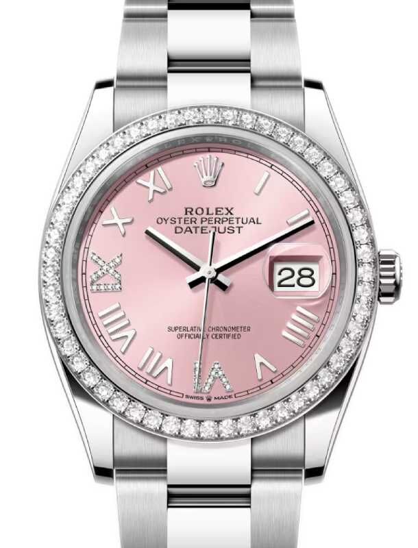Rolex Datejust 36 White Gold/Steel New Pink Roman Diamond VIIX Dial & Bezel Oyster Bracelet 126284RBR