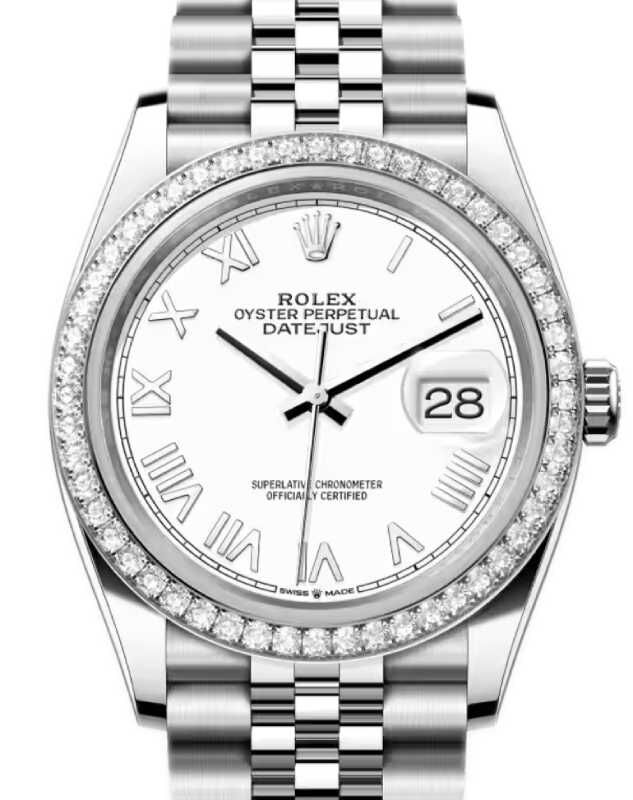 Rolex Datejust 36 White Gold/Steel New White Roman Dial & Diamond Bezel Jubilee Bracelet 126284RBR