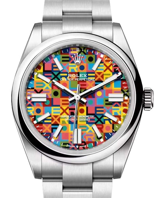 Rolex Oyster Perpetual 41 Steel Multicoloured Jubilee-Motif Dial 134300