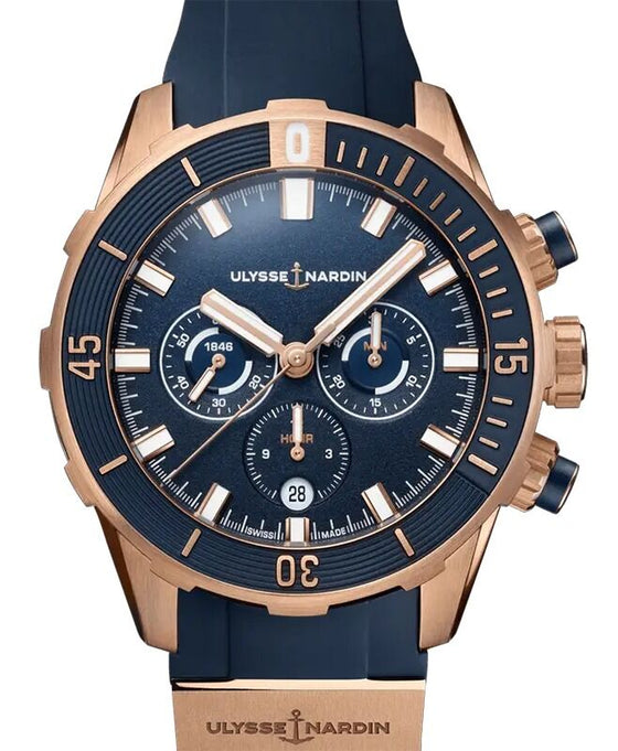 Ulysse Nardin Diver Chronograph 44mm Rose Gold Blue Dial 1502-170-3/93