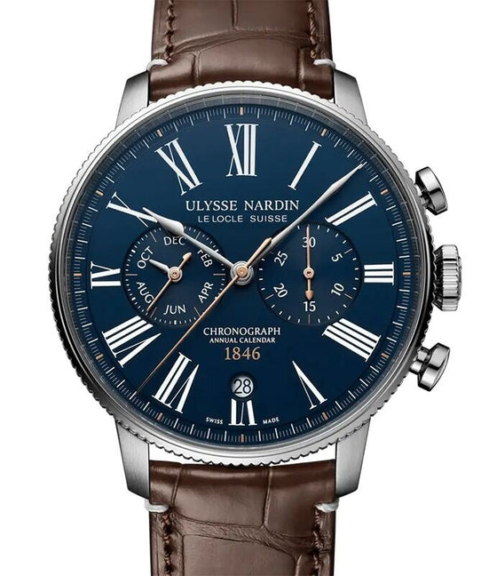 Ulysse Nardin Marine Torpilleur Annual Chronograph Steel 44mm Blue Dial 1533-320LE-3A-175/1A