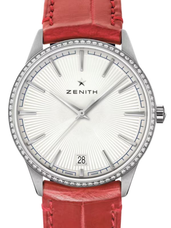 Zenith Elite Classic Stainless Steel Diamond Silver Index Dial 36mm Leather Strap 16.3200.670/01.C831
