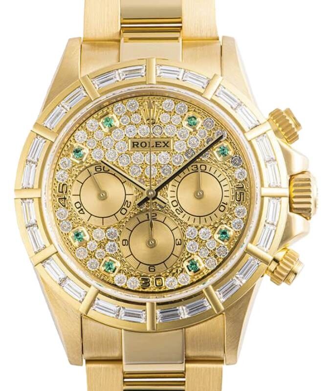 Rolex Daytona Yellow Gold Diamond Paved Emeralds Dial & Bezel 16568BR