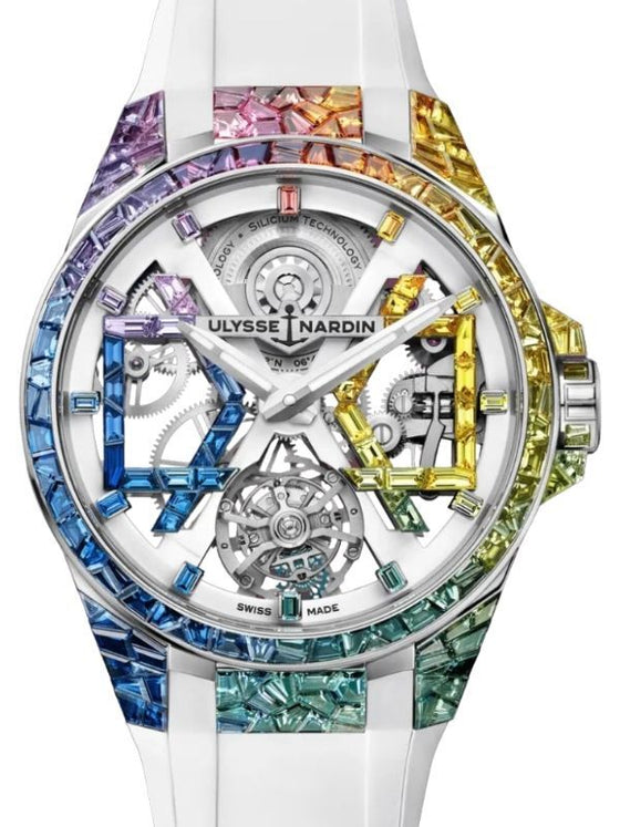 Ulysse Nardin Blast Sparkling Rainbow Limited Edition White Gold 45mm Skeleton Dial Rubber Strap 1720-400B1LE-9A-RAIN/3A