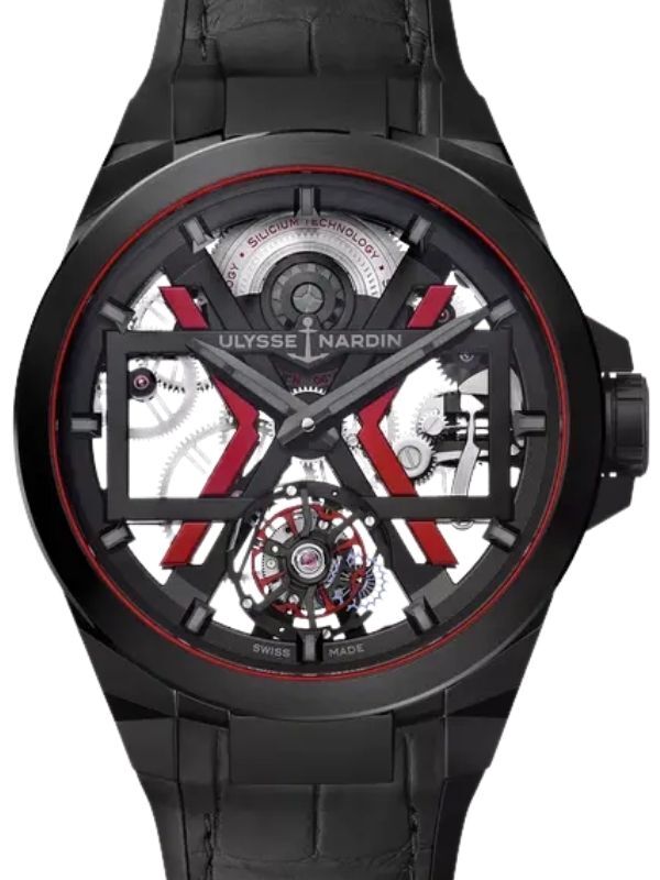Ulysse Nardin Blast Tourbillon Titanium 45mm Skeleton Dial Leather Strap 1723-400/BLACK