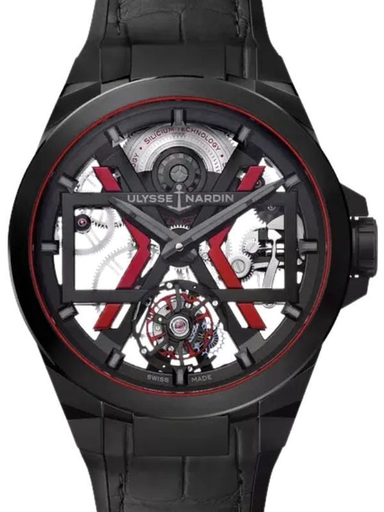 Ulysse Nardin Blast Tourbillon Titanium 45mm Skeleton Dial Leather Strap 1723-400/BLACK