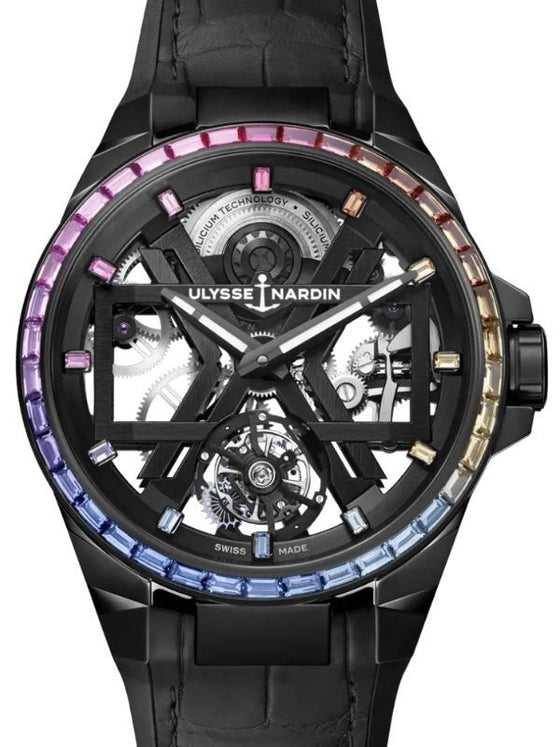 Ulysse Nardin Blast Tourbillon Rainbow Limited Edition Titanium 45mm Skeleton Dial Leather Strap 1723-400B1LE-2B-RAIN/1A