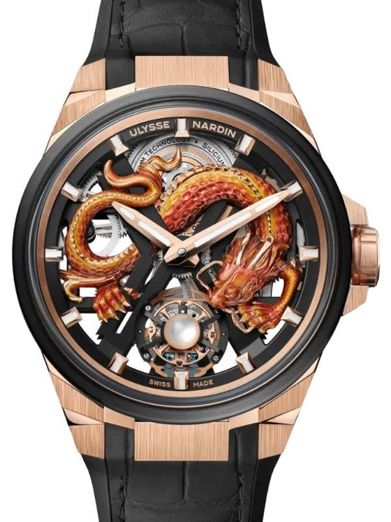 Ulysse Nardin Blast Tourbillon Dragon Titanium/Rose Gold 45mm Skeleton Dial Leather Strap 1725-400-2A/1A