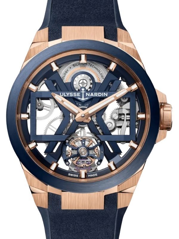Ulysse Nardin Blast Tourbillon Titanium/Rose Gold 45mm Blue Skeleton Dial Rubber Strap 1725-400-3A/3A