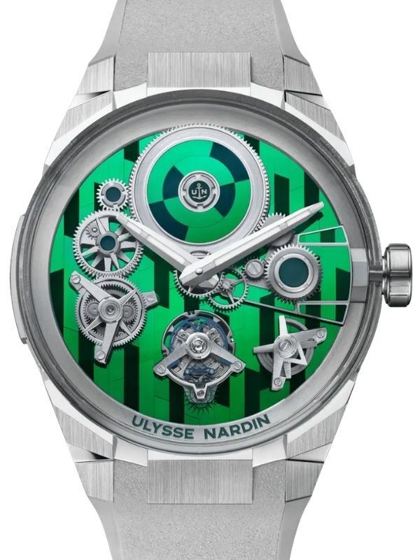 Ulysse Nardin Blast Free Wheel Silicon Green Limited Edition White Gold 45mm Rubber Strap 1760-401LE-8A-GREEN/3A