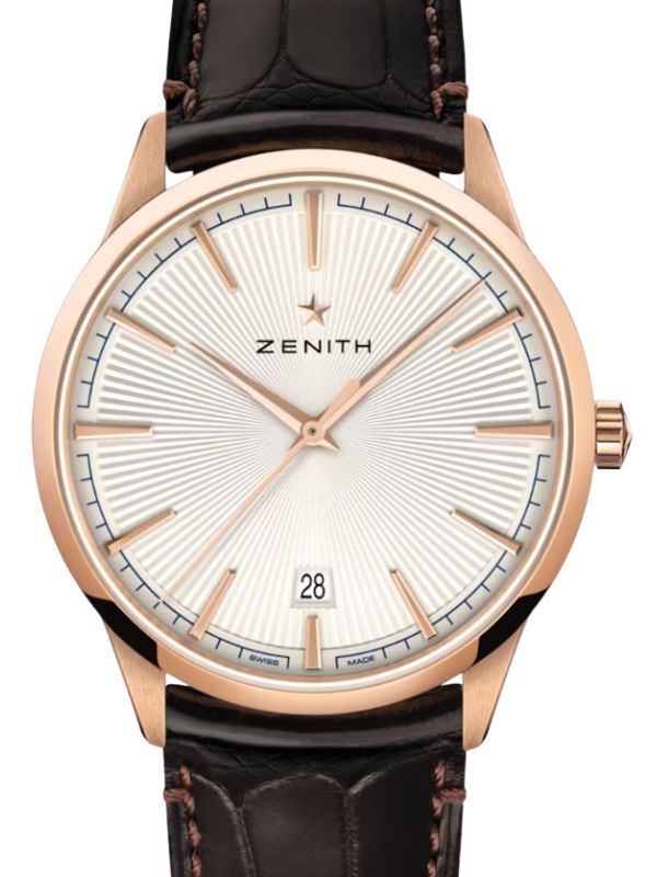 Zenith Elite Classic Rose Gold Silver Index Dial Leather Strap 18.3100.670/01.C920