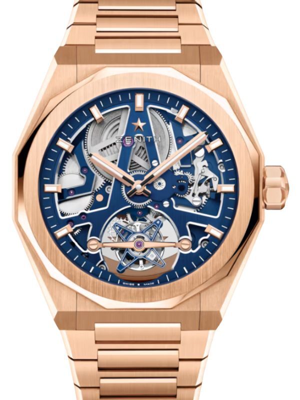 Zenith Defy Skyline Tourbillon Rose Gold 41mm Blue Skeleton Dial 18.9300.3630/78.I001