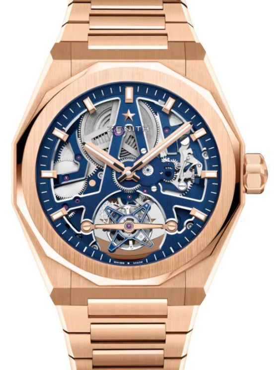 Zenith Defy Skyline Tourbillon Rose Gold 41mm Blue Skeleton Dial 18.9300.3630/78.I001