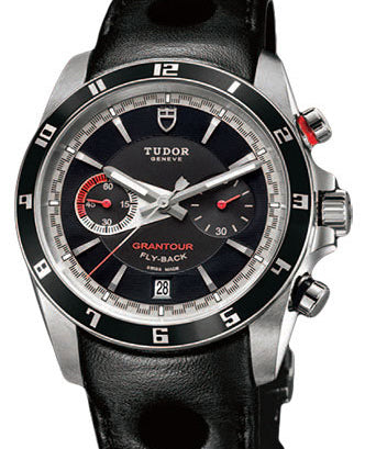 Tudor Grantour Chronograph Fly-Back 20550N Black Index Stainless Steel & Leather 42mm