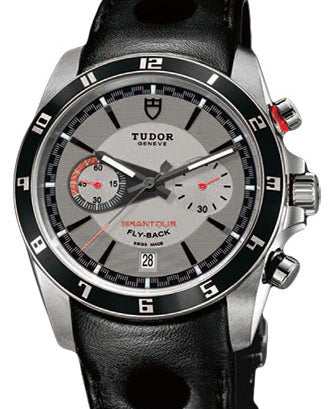 Tudor Grantour Chronograph Fly-Back 20550N Silver Index Stainless Steel & Leather 42mm