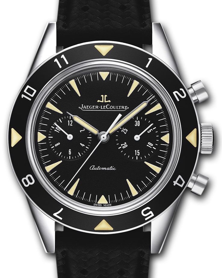 Jaeger-LeCoultre Calibre 751G Deep Sea Vintage Chronograph 207857J Black Index Stainless Steel Leather 40.5mm Automatic