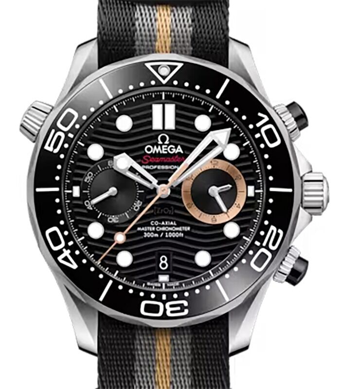 Omega Seamaster "First Light 007 James Bond" Diver 300M Chronograph 44mm Steel Black Dial NATO Strap 210.32.44.51.01.002