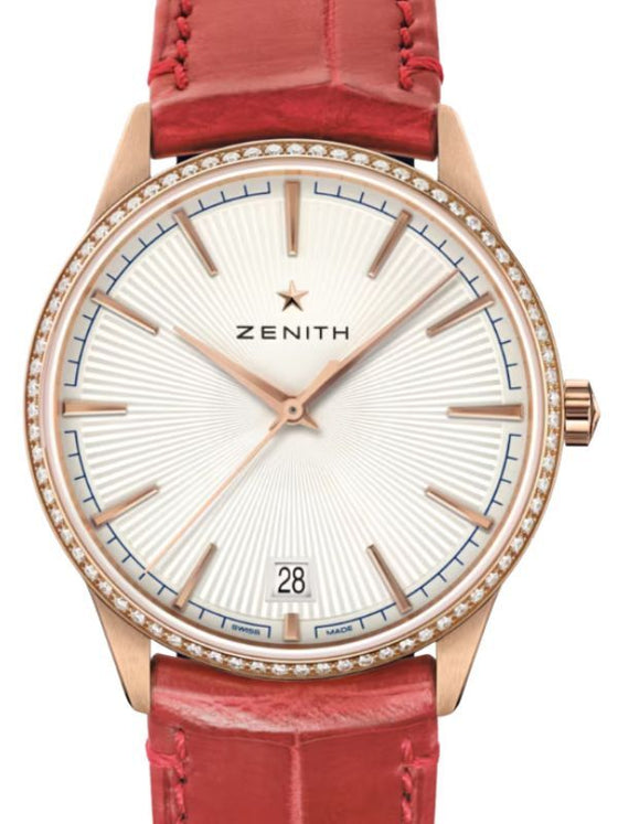 Zenith Elite Classic Rose Gold Diamond Silver Index Dial 36mm Leather Strap 22.3200.670/01.C831
