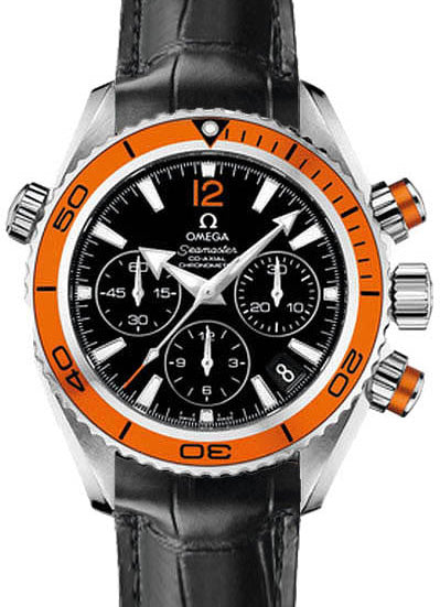 Omega 222.18.38.50.01.002 Planet Ocean 600M Co-Axial Chronograph 37.5mm Orange Black Stainless Steel Leather