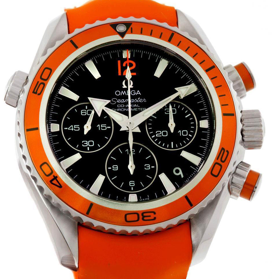Omega 222.32.38.50.01.003 Planet Ocean 600M Co-Axial Chronograph 37.5mm Orange Black Stainless Steel Rubber