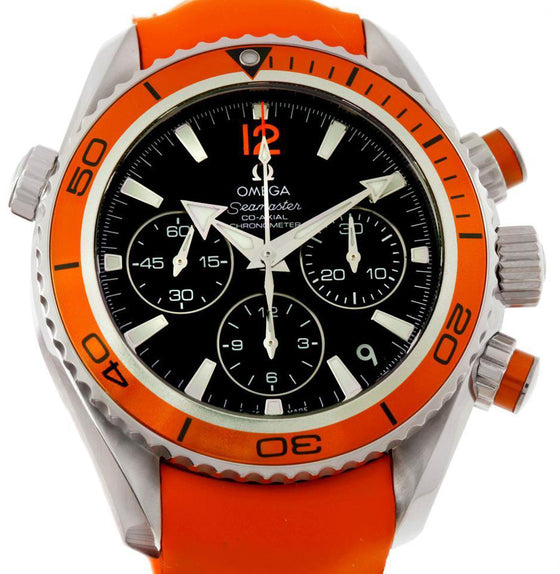 Omega 222.32.38.50.01.003 Planet Ocean 600M Co-Axial Chronograph 37.5mm Orange Black Stainless Steel Rubber