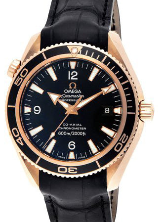 Omega 222.63.42.20.01.001 Planet Ocean 600M Co-Axial 42mm Black Arabic Rose Gold Leather