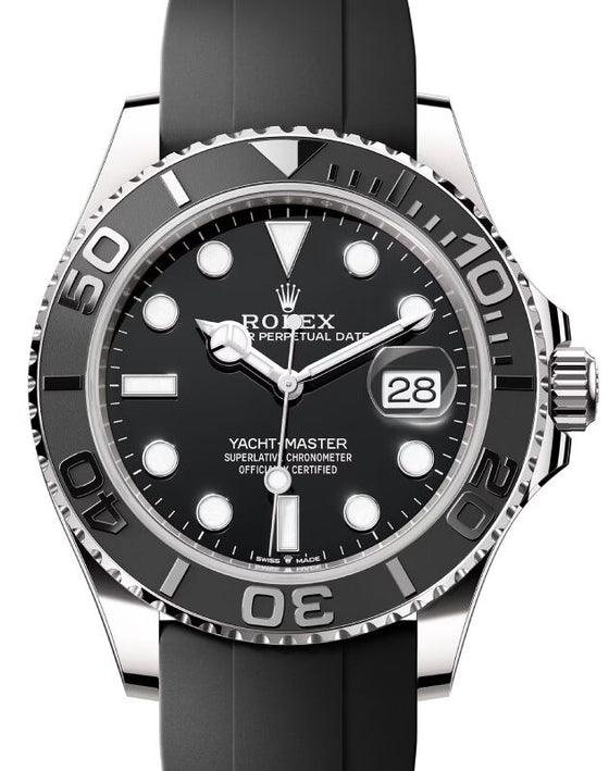 Rolex Yacht-Master 42 White Gold Black Dial & Matte Black Oysterflex Strap 226659