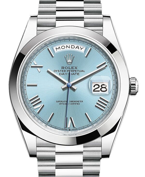 Rolex Day-Date 40 President Platinum Ice Blue Roman Dial 228206