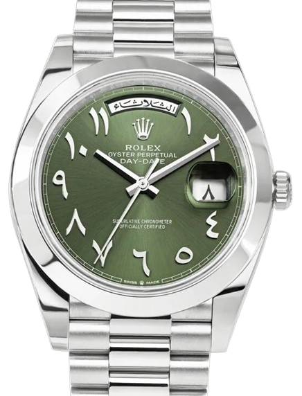 Rolex Day-Date 40 President Platinum Olive Green Arabic Dial 228206